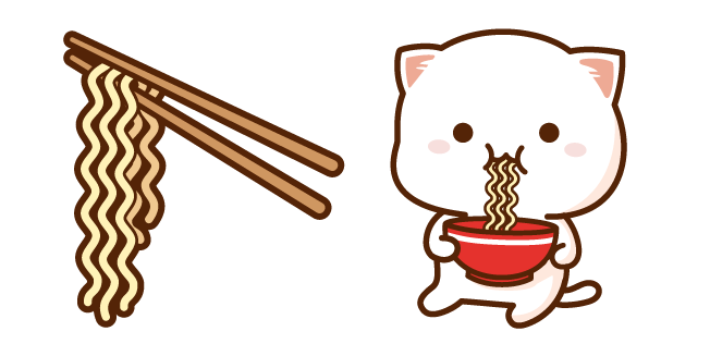 Mochi Mochi Peach Cat avec Nouilles Cursor