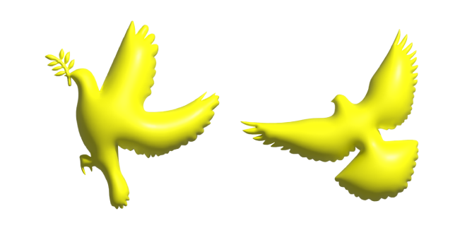 Simple 3D Colombe de la Paix Jaune Cursor
