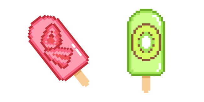 Strawberry and Kiwi Popsicles Pixel Cursor