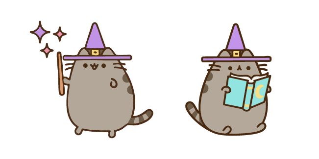 Pusheen Witch with a Wand and a Spell Book курсор
