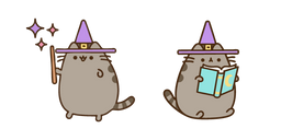 Pusheen Witch with a Wand and a Spell Book Cursor