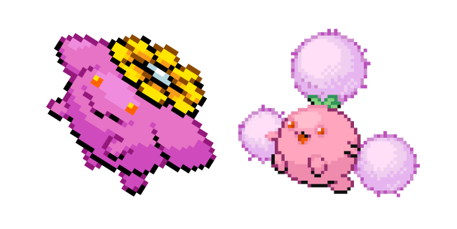 Pokemon Shiny Skiploom and Jumpluff Pixel курсор