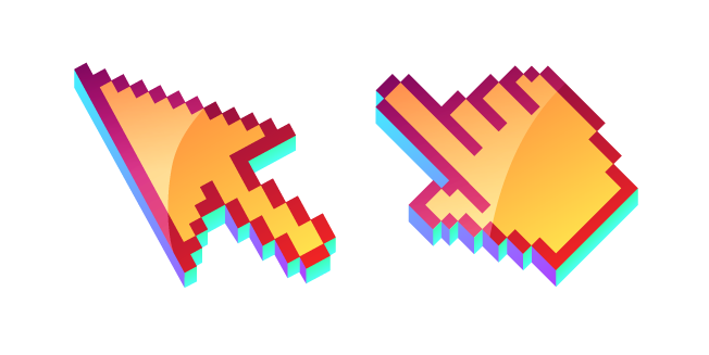 3D Naranja Azafrán Pixel Cursor