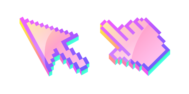 3D Rose Barbe à Papa Pixel Cursor