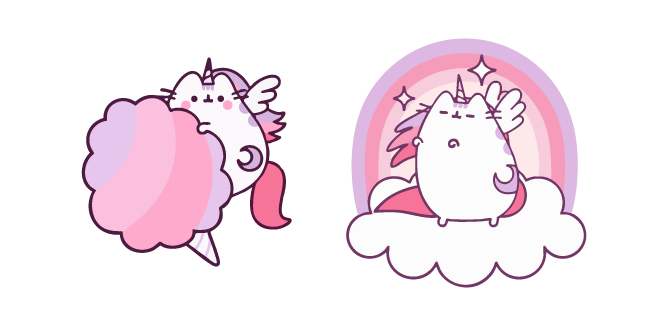 Pusheen Unicornio en el Algodón de Azúcar y la Nube Cursor