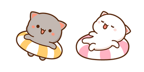 Mochi Mochi Peach and Goma Cats with their Swim Rings Cursor