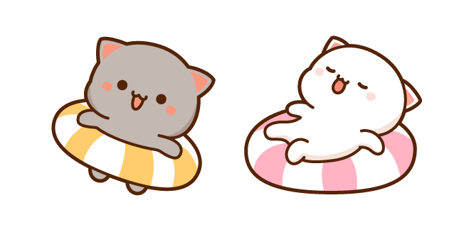Mochi Mochi Peach and Goma Cats with their Swim Rings Cursor