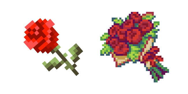Red Rose and Bouquet of Roses Pixel курсор