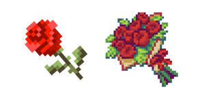Red Rose and Bouquet of Roses Pixel Cursor