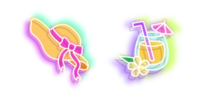 Neon Sun Hat and Glass of Lemonade Cursor