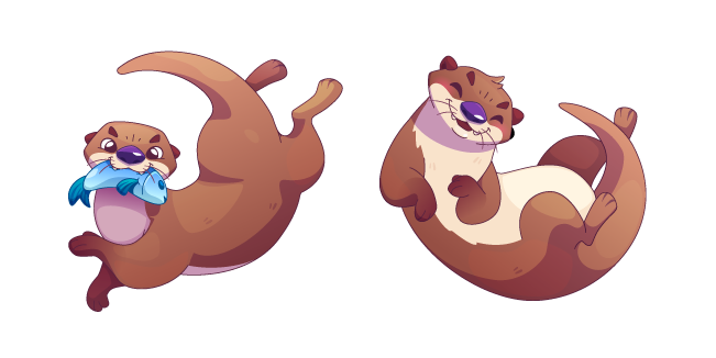 Playful Otter with a Fish Cursor