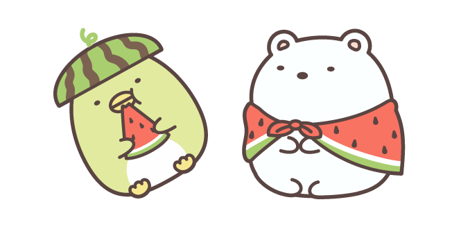 San-X Penguin and Shirokuma in Watermelon Outfits Cursor