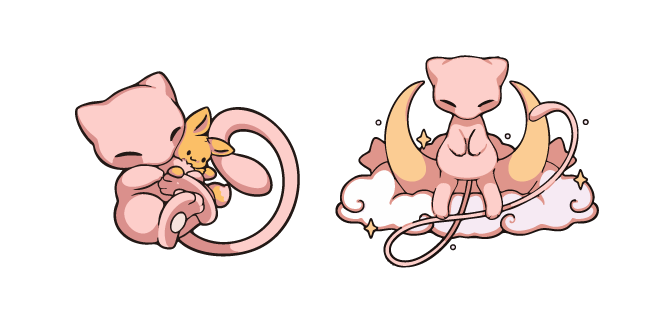 Lindo Pokemon Mew en una Nube Cursor