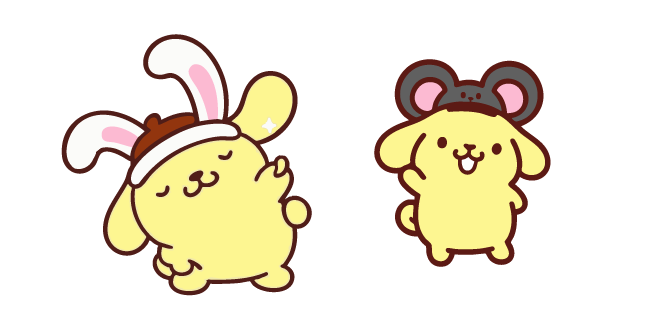 Sanrio Pompompurin in Bunny and Mouse Hats Cursor