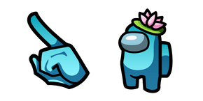 Among Us Personnage Cyan avec un Chapeau Nénuphar Curseur