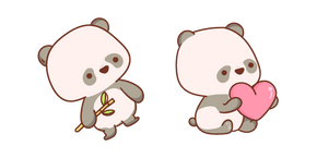 Mignon Petit Panda avec un Bambou et un Cœur Curseur