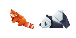 Курсор Origami Red Panda and Giant Panda