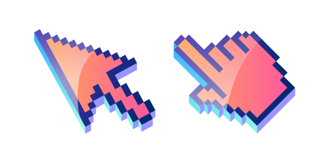 3D Coral Pink Pixel Cursor