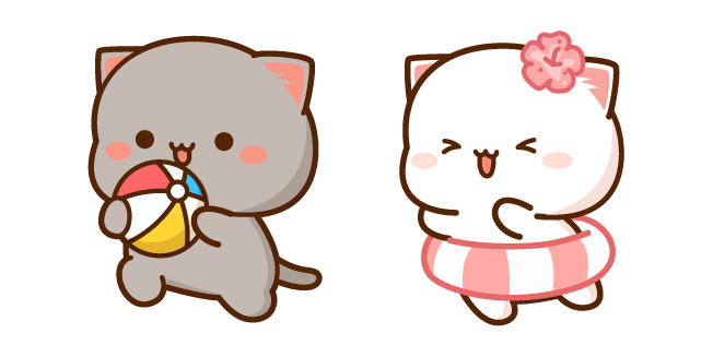 Mochi Mochi Peach Cats Goma and Peach on a Beach курсор