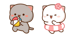 Mochi Mochi Peach Cats Goma and Peach on a Beach Cursor