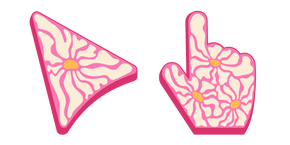 Wavy Flowers Retro Pattern Cursor