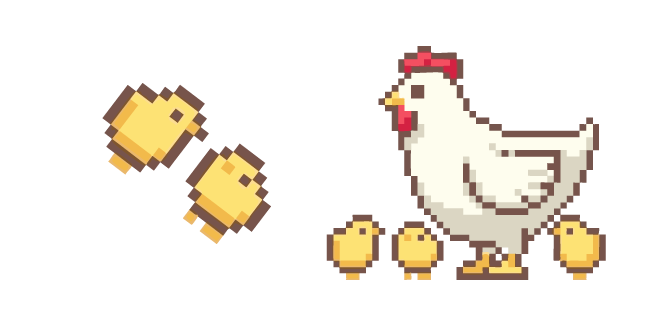 Tiny Chicks and Chicken Pixel Cursor