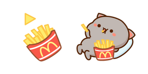 Mochi Mochi Peach Cats Goma Eating Fries Cursor