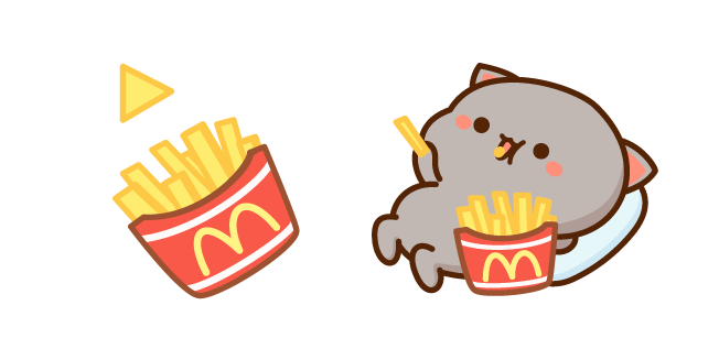 Mochi Mochi Peach Cats Goma Eating Fries Cursor