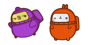 Molang and Piu Piu in Among Us Spacesuits Cursor