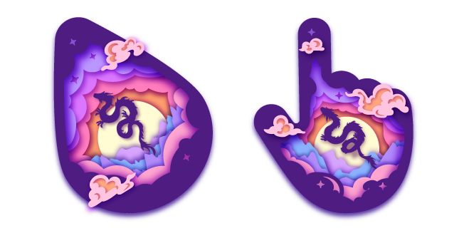 Dragon Among Clouds Paper Cut Cursor