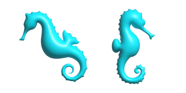 Simple 3D Caballito de Mar Ciano Cursor