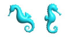 Simple 3D Cyan Seahorse