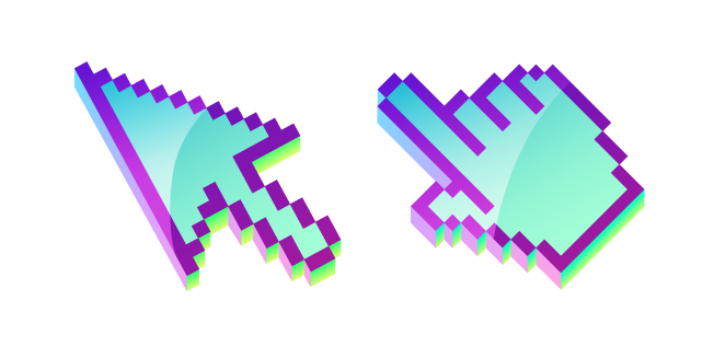 3D Aquamarine Blue Pixel Cursor