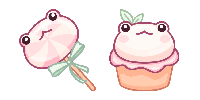 Kawaii Frog Lollipop and Cupcake курсор
