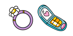 VSCO Girl Bague Marguerite et Téléphone Curseur