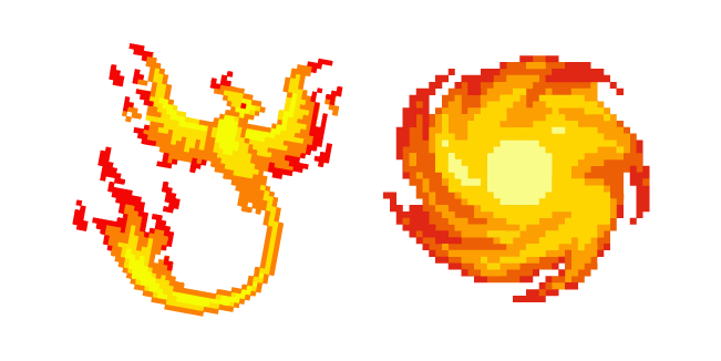 Phoenix and Fireball Pixel Cursor