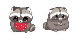 Kawaii Raton Laveur avec un Jouet Cœur Curseur