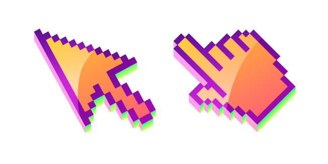 3D Orange Sunset Pixel Cursor
