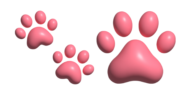 Simple 3D Empreintes de Pattes Roses Cursor