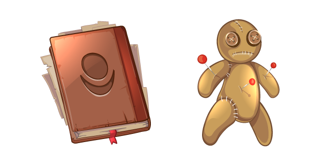Libro de Hechizos y Muñeco de Vudú Cursor