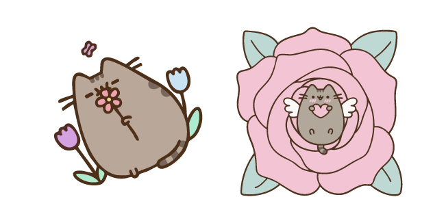 Pusheen y Tiernas Flores Cursor