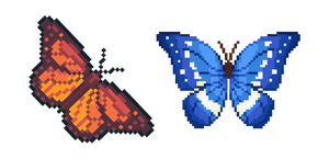 Papillons Orange et Bleu Pixel Curseur