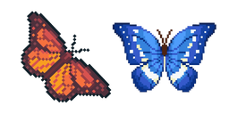 Orange and Blue Butterflies Pixel Cursor