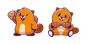 Курсор Cute Beaver With a Wood Log