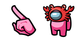 Among Us Pink Character in a Crab Hat Cursor