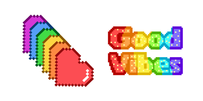 Rainbow Hearts and Good Vibes Pixel курсор