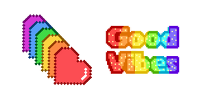 Курсор Rainbow Hearts and Good Vibes Pixel