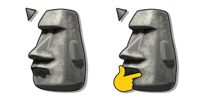 Moai Stone Face Thinking Meme Cursor