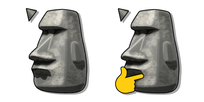 Moai Stone Face Thinking Meme Cursor