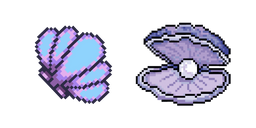 Perle dans un Coquillage Pixel Curseur
